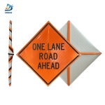 Roll Up Sign & Stand - 36 Inch Reflective One Lane Road Ahead Roll Up Traffic Sign